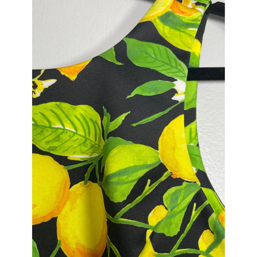 ALEXIA ARDMOR Lemon Print Peplum Top Black Yellow Small Casual Summer Spring - Picture 2 of 8